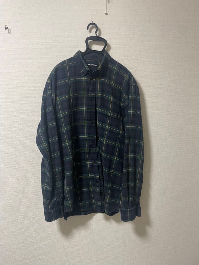 正規品　balenciaga オーバーサイズチェックシャツ　19ss バックロゴ