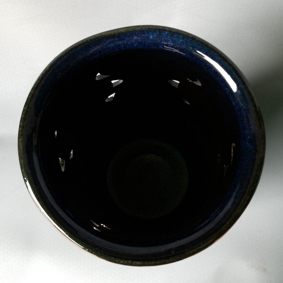 お値下げしました⤵信楽焼傘立て  生子釉花透かし 高さ２５cm