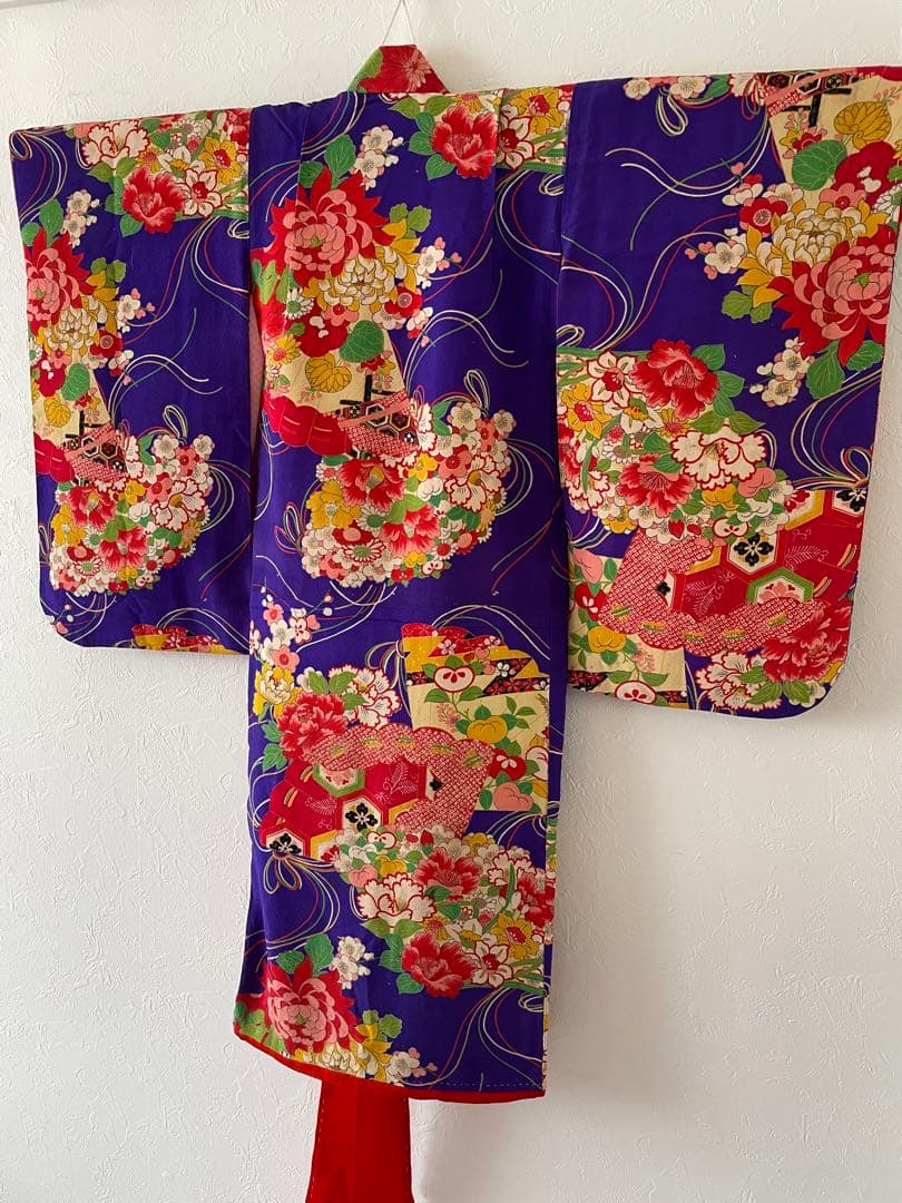 七五三　3歳　アンティークお着物セット　正絹　被布