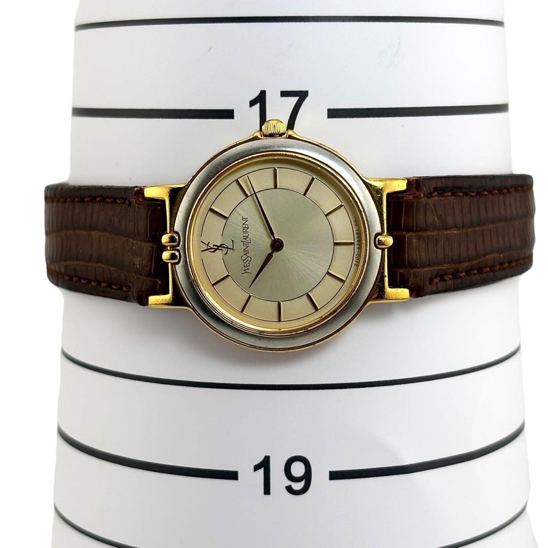 【稼働】 サンローラン 腕時計 2200-228481 レディース 白文字盤