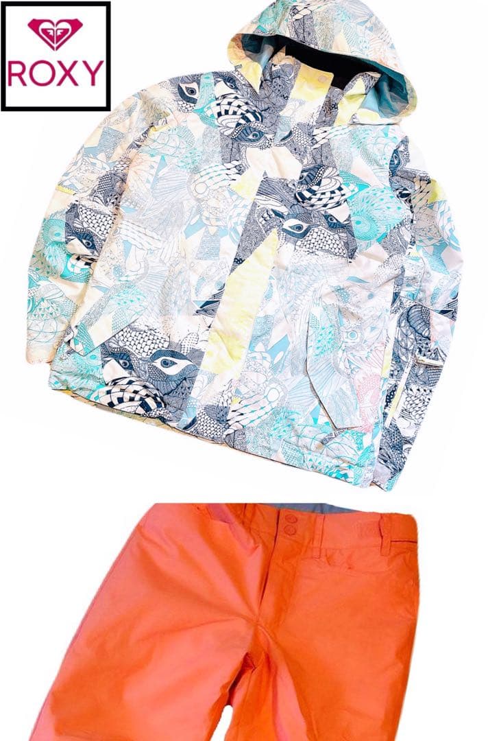 ROXY スノボウェア セットアップ 魚柄 スキーウェア ジャケット パンツ