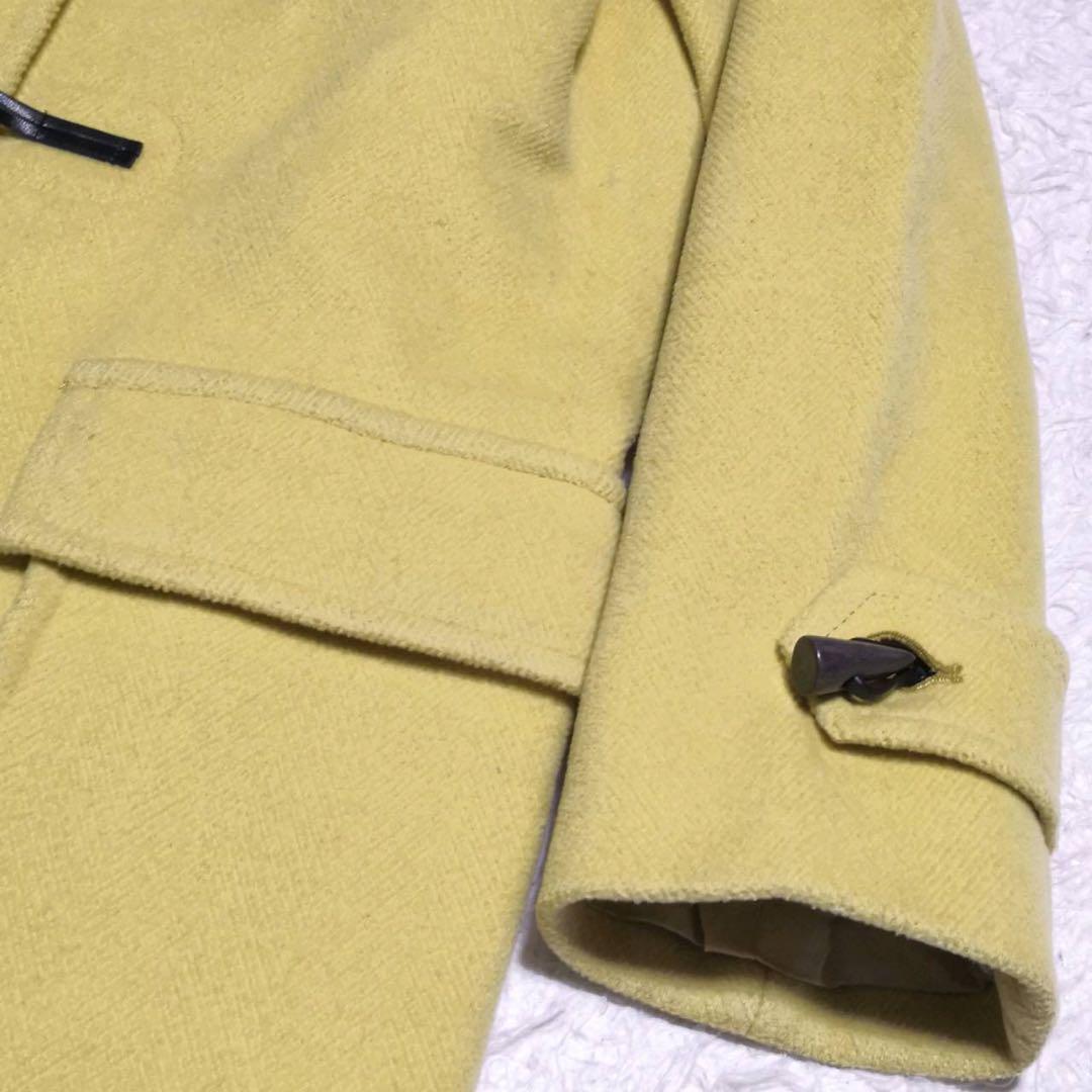 美品 M バーバリー ウール ダッフル コート 黄 38 フード トグルボタン