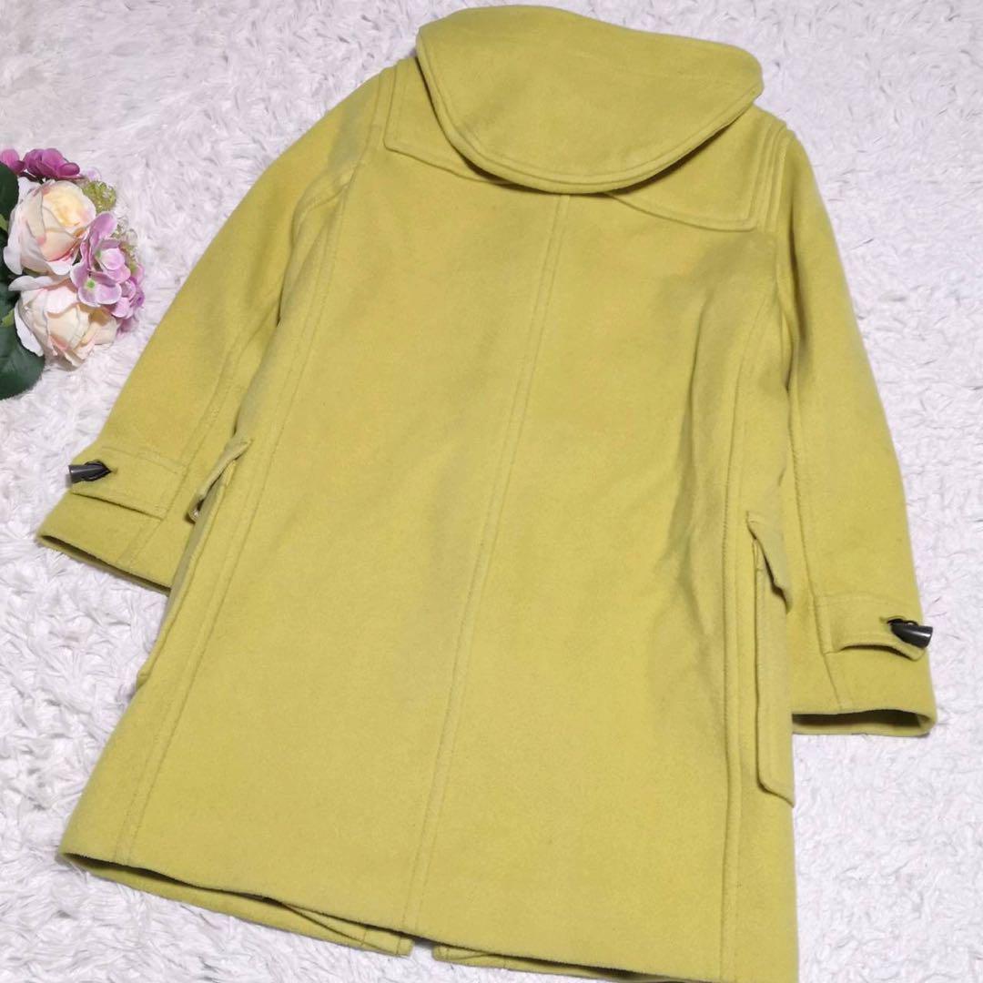 美品 M バーバリー ウール ダッフル コート 黄 38 フード トグルボタン