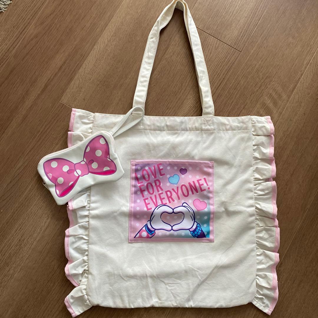 ミニーのファンダーランド　パルパルーザ　トートバッグ　フリル　リボンポーチ付き