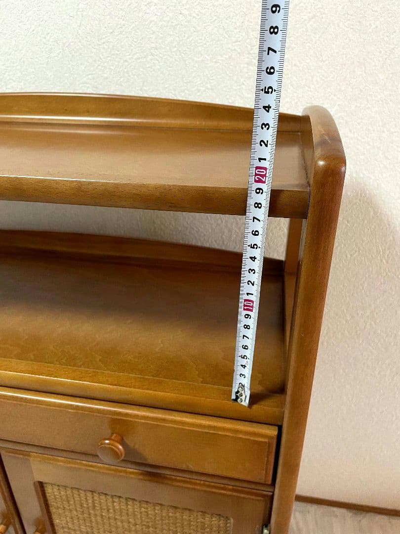 オールドカリモク　ラタン　電話台　FAX台　キャビネット