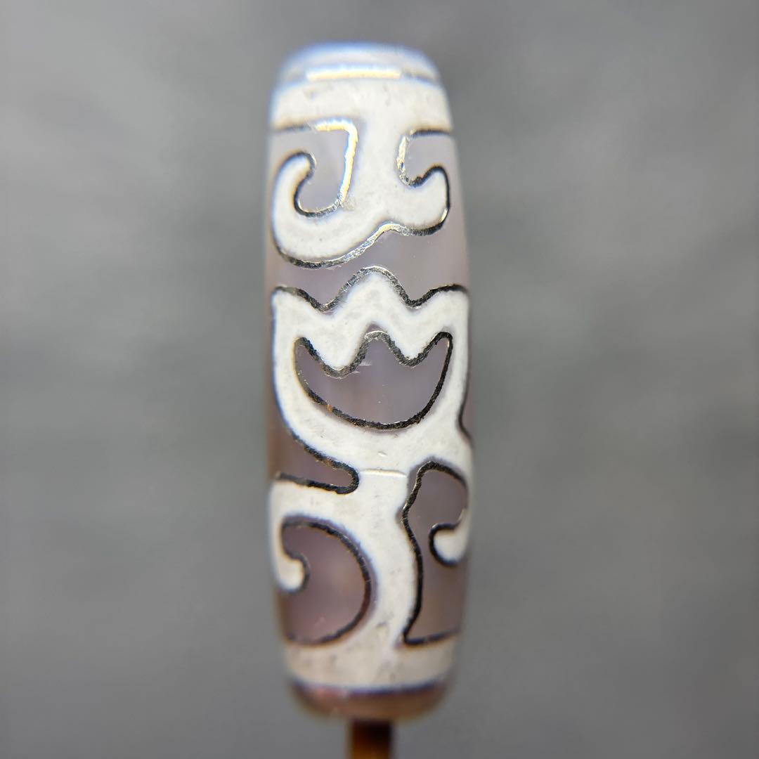 瑪瑙　銀線水蓮花天珠　11-199