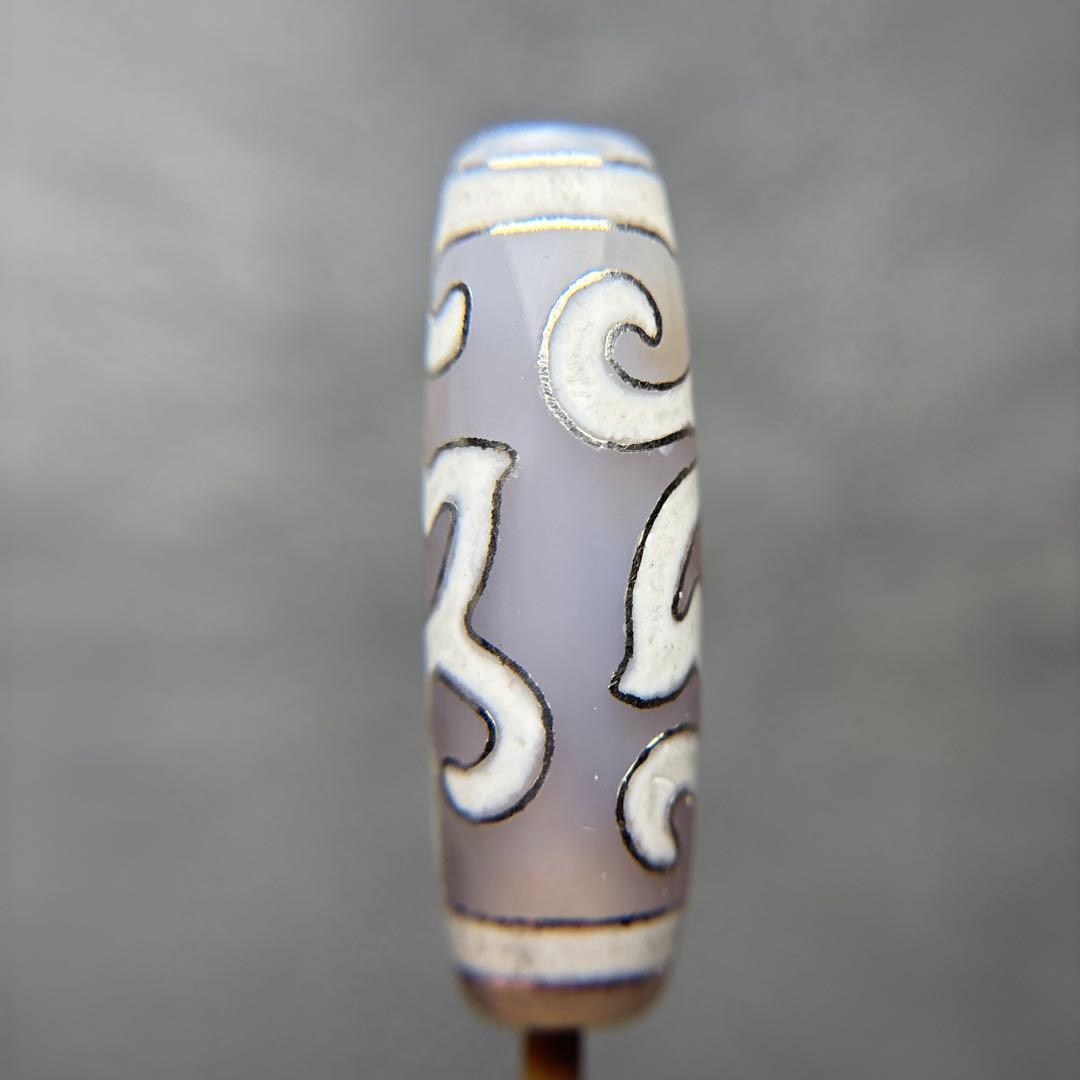 瑪瑙　銀線水蓮花天珠　11-199