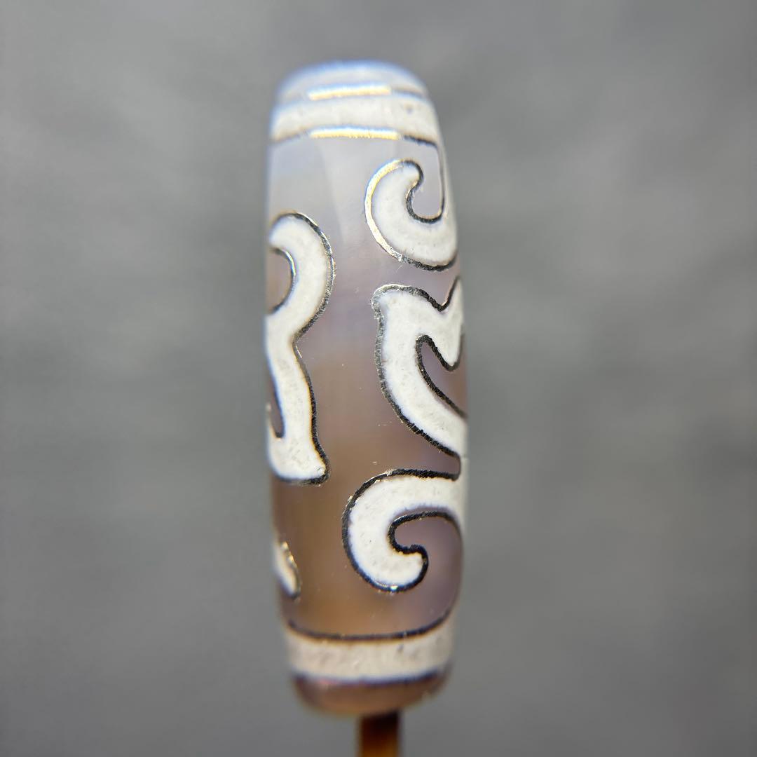 瑪瑙　銀線水蓮花天珠　11-199