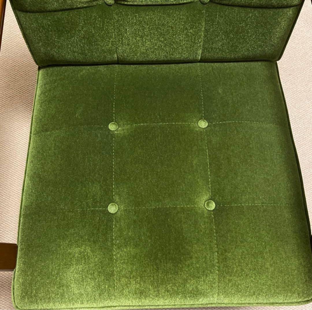 年末大特価！カリモク60 Kチェア　1シーター　イス　モケットグリーン　緑