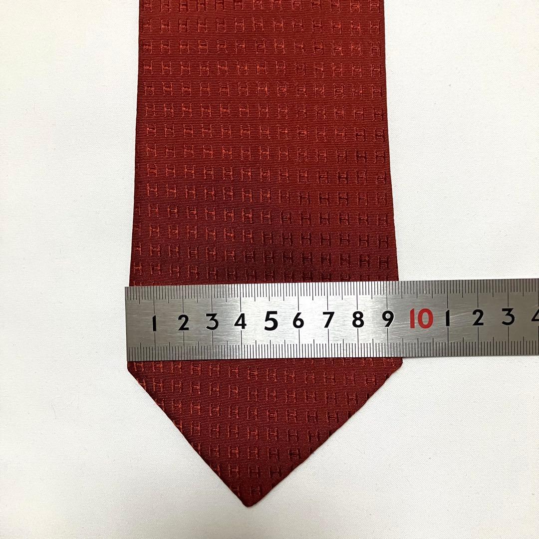 HERMES エルメス ネクタイ ファソネ H柄 レッド系 シルク フランス製