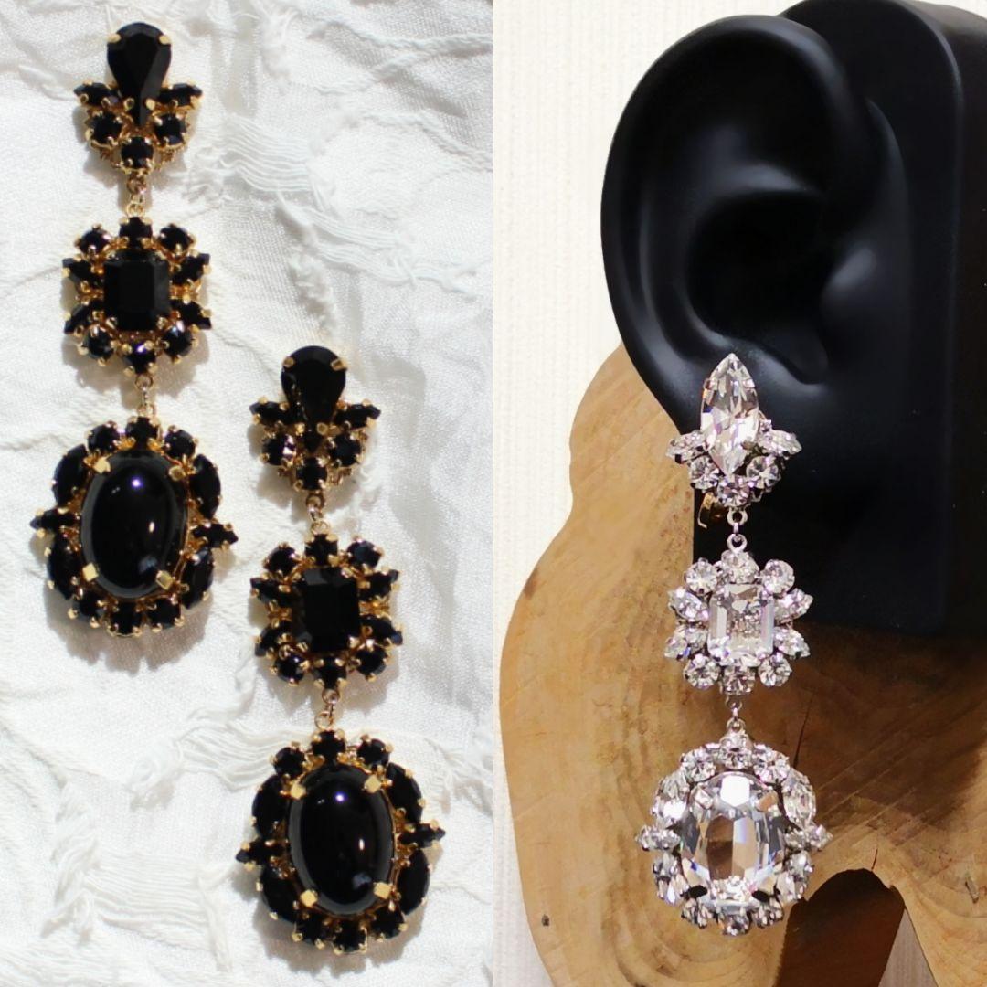 ヴィンテージスワロフスキー ブラック オニキス キラキラ 大人アクセサリー