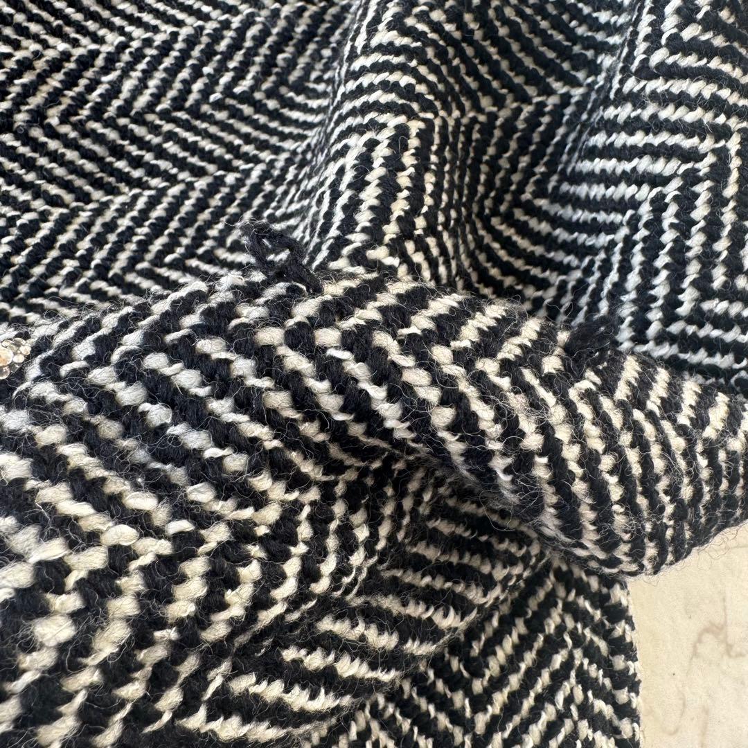 MISSON ミッソーニ ロングコート ヘリンボーン柄 ブラックホワイト B3