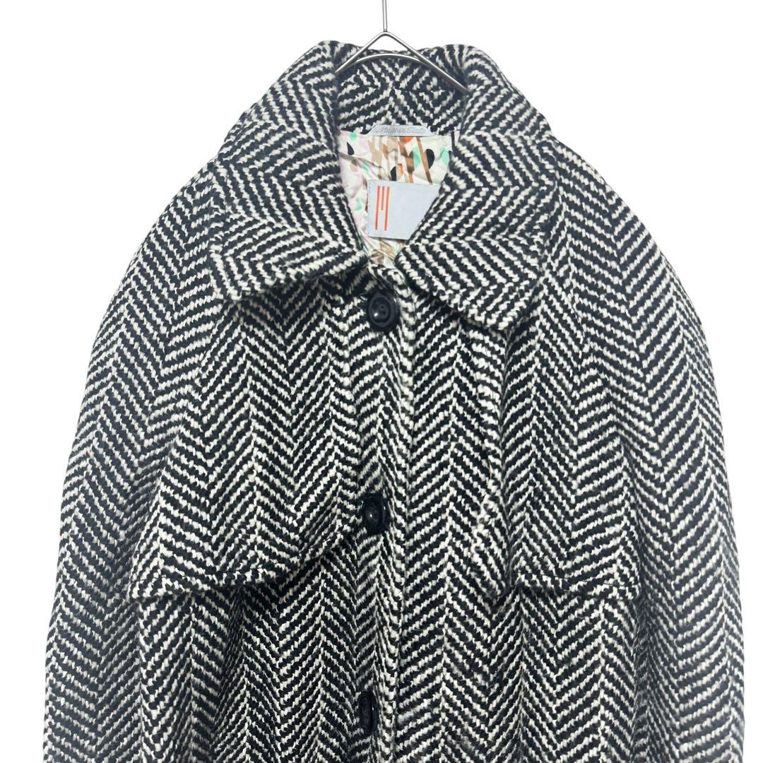 MISSON ミッソーニ ロングコート ヘリンボーン柄 ブラックホワイト B3
