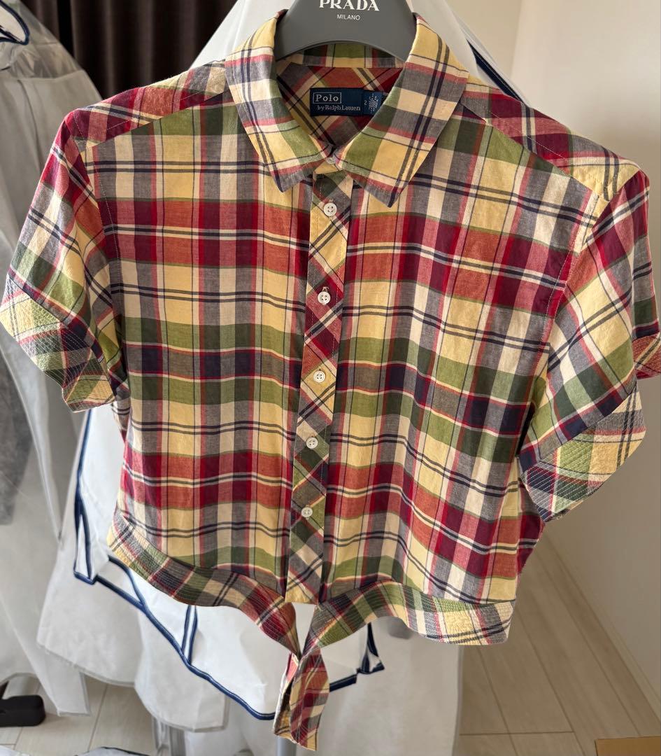 チェック柄 クロップドシャツ＆ロングスカート セット♡写メアップしました 2点S