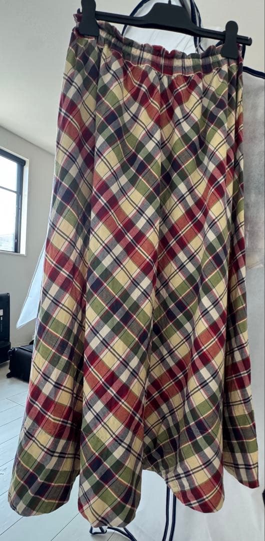 チェック柄 クロップドシャツ＆ロングスカート セット♡写メアップしました 2点S