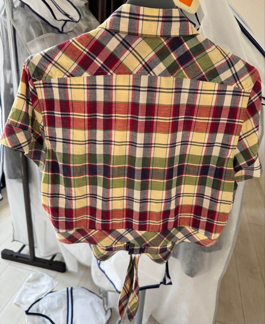 チェック柄 クロップドシャツ＆ロングスカート セット♡写メアップしました 2点S