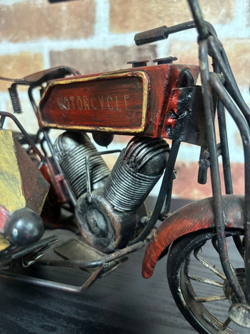 ヴィンテージ　ブリキ板模型オートバイ　サイドカー付き