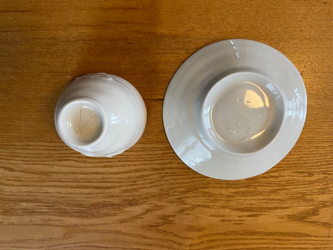 陶芸作家 吉川千香子 青白磁 皿 プレート 鳥