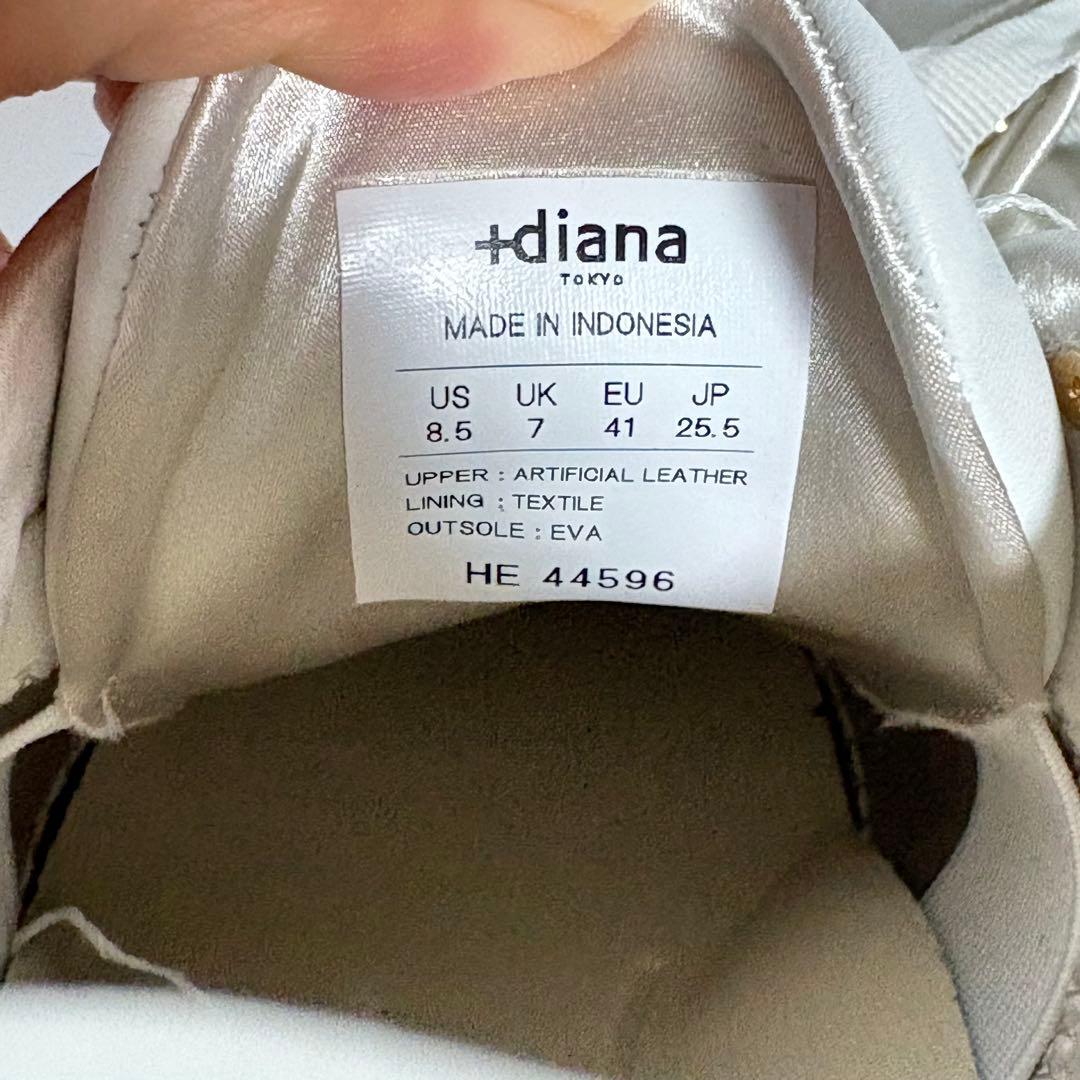 ＋diana プラスダイアナ パールビジュー付きリボンスニーカー ホワイト 白