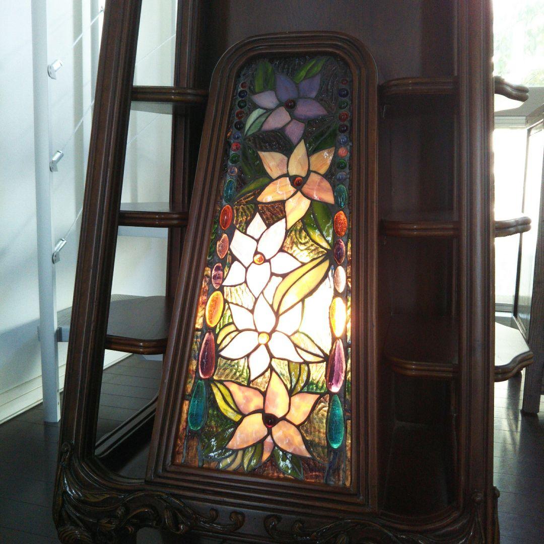 アンティーク ステンドグラス モダン木製キャビネット