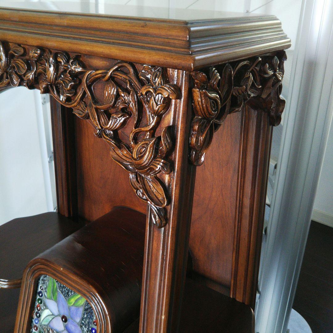 アンティーク ステンドグラス モダン木製キャビネット