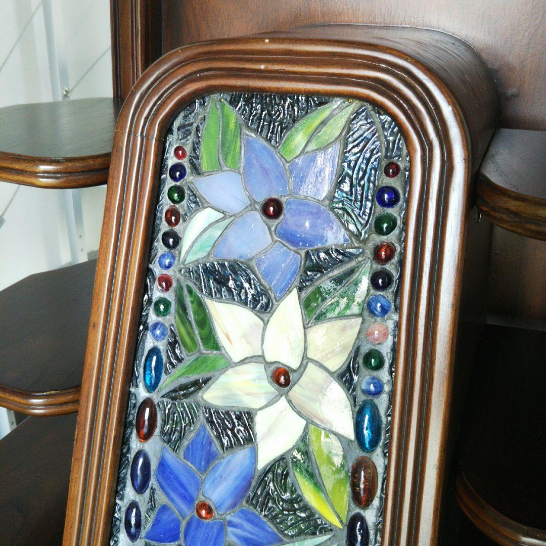 アンティーク ステンドグラス モダン木製キャビネット