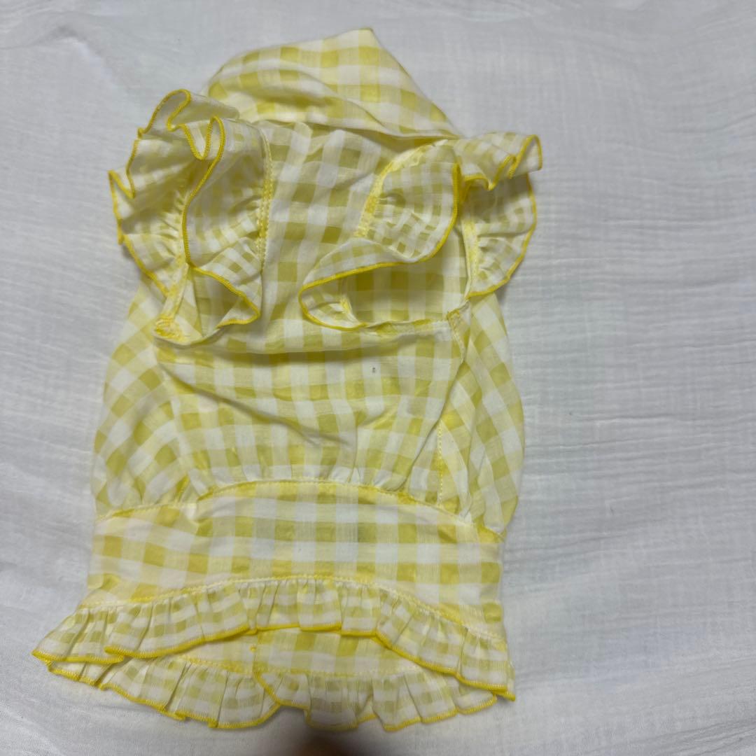 アトリエGG黄色 チェック柄 フリル付き
