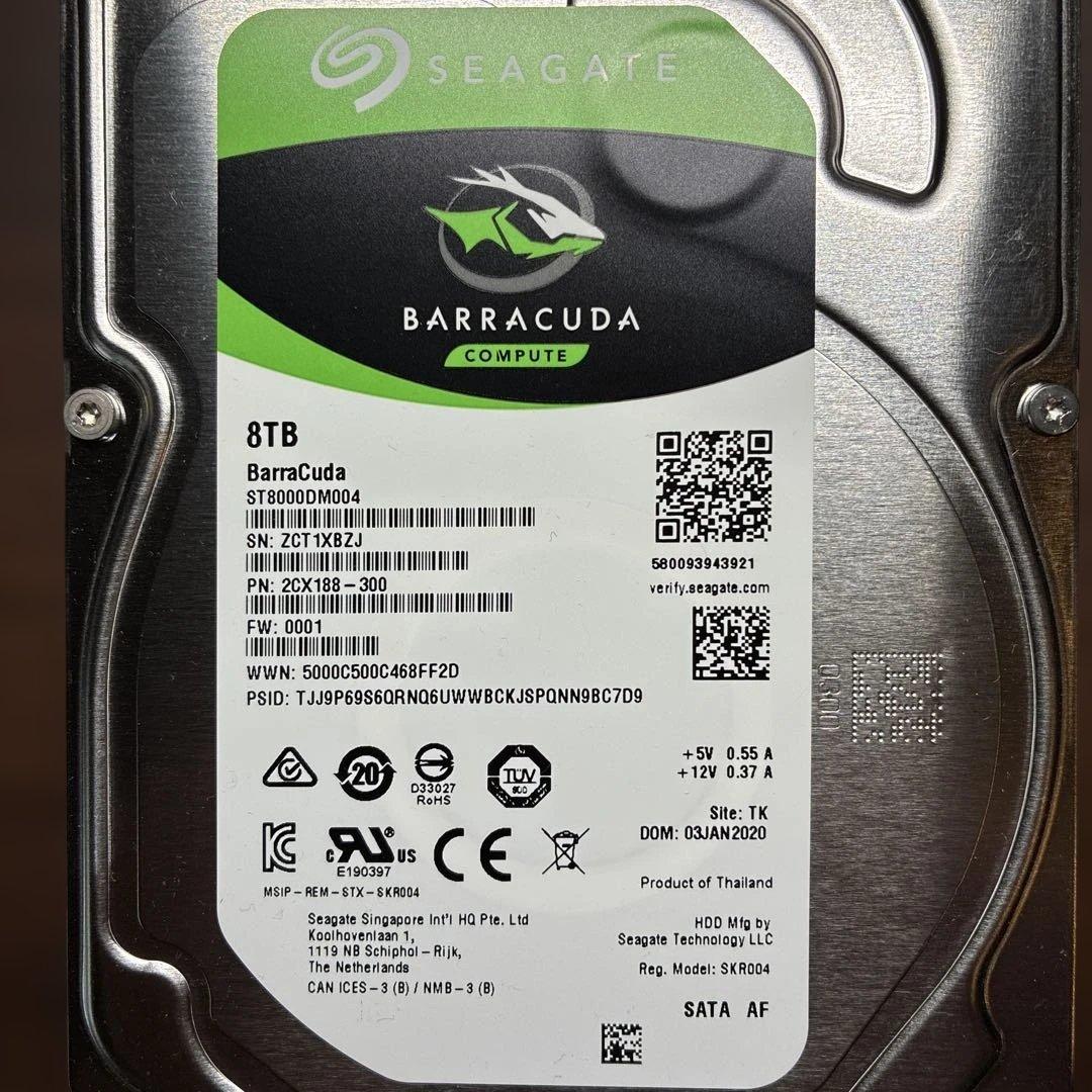 8TB SEAGATE BARRACUDA 内蔵型HDD （266時間）