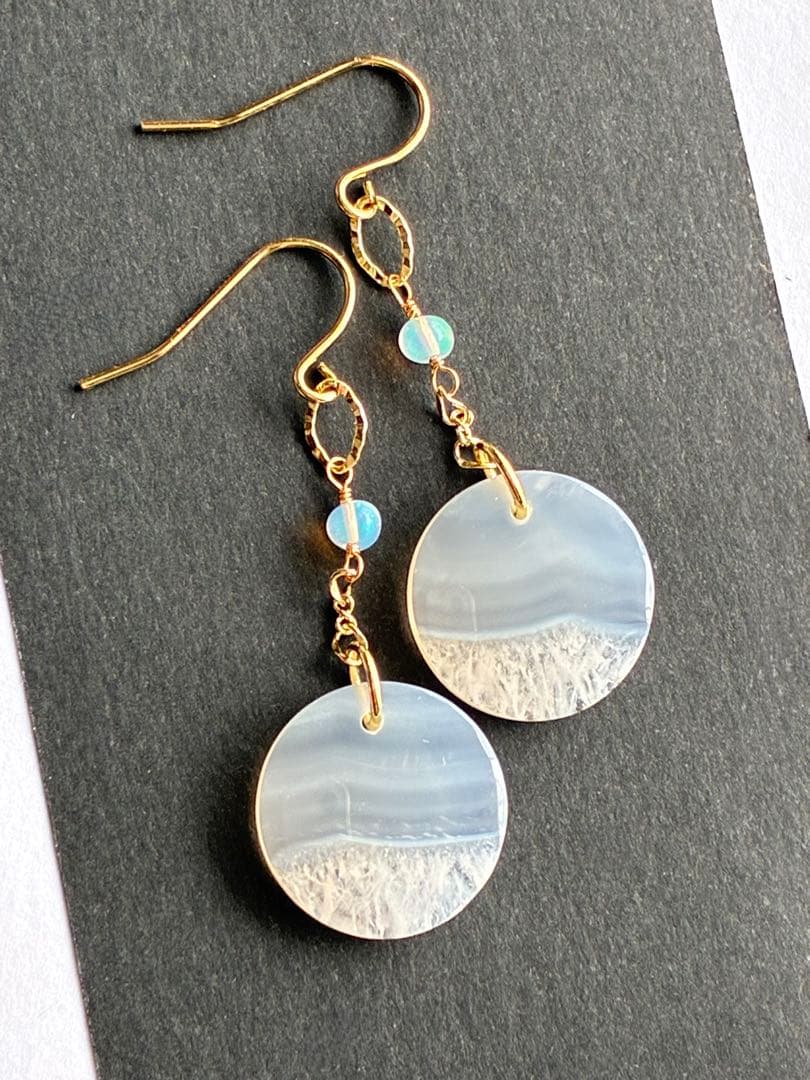 RiSaO＊　14kgf アイリスアゲート ラウンドピアス