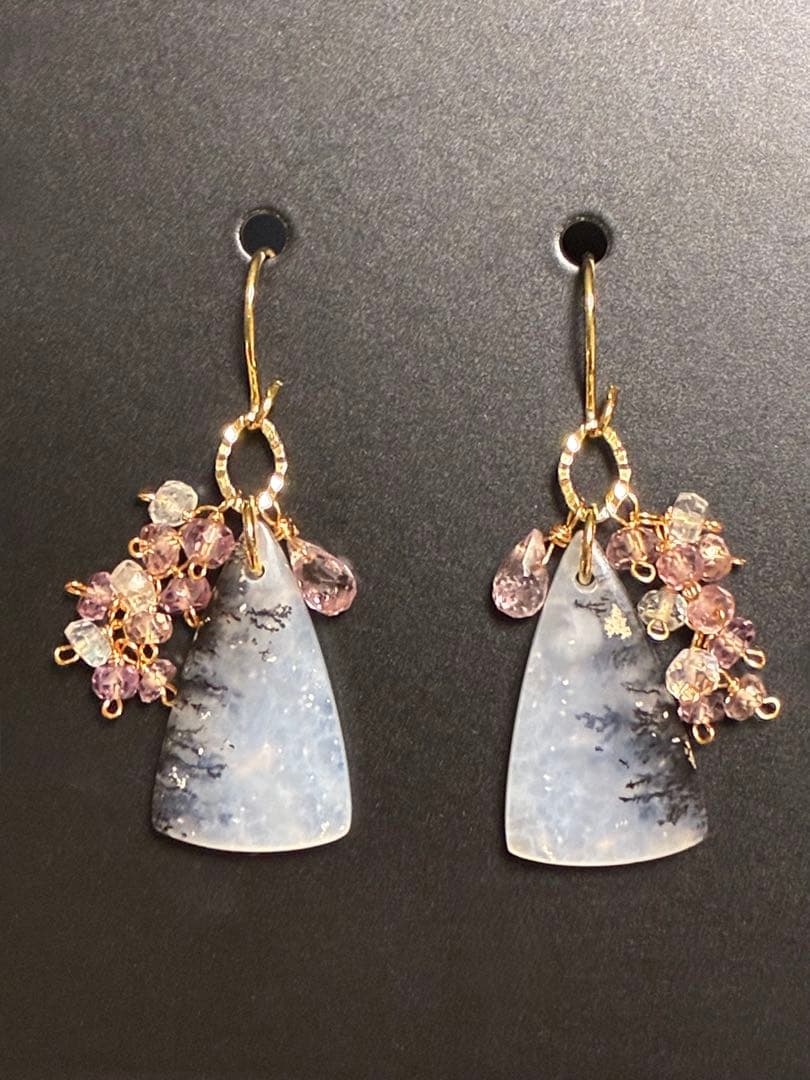 RiSaO＊　14kgf アイリスアゲート ラウンドピアス