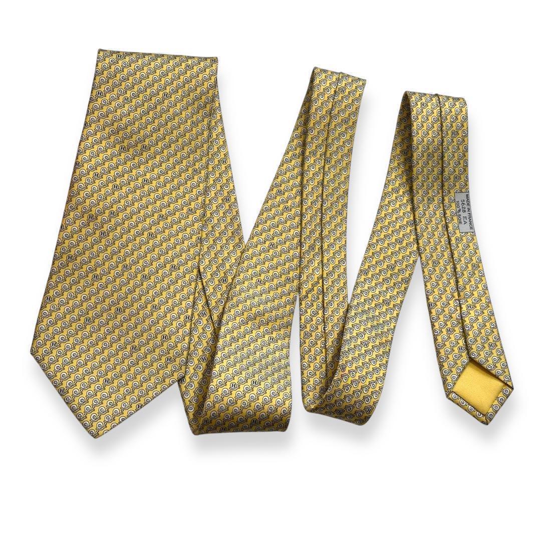 美品✨HERMES ネクタイ　エルメス　Hロゴ　ファソネ　かたつむり　可愛い