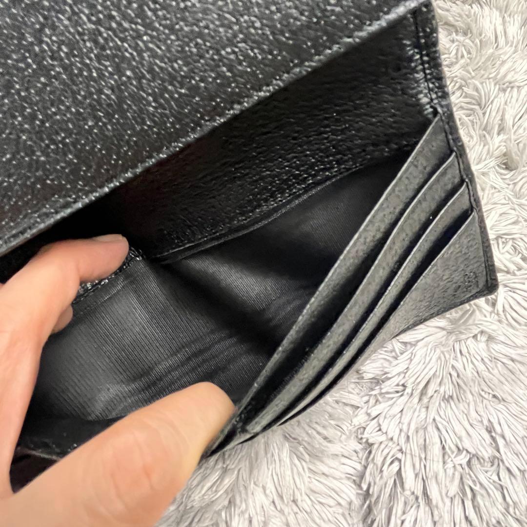 GUCCI 長財布　ロゴフラップ　シルバー金具　本革　メンズ　ブラック