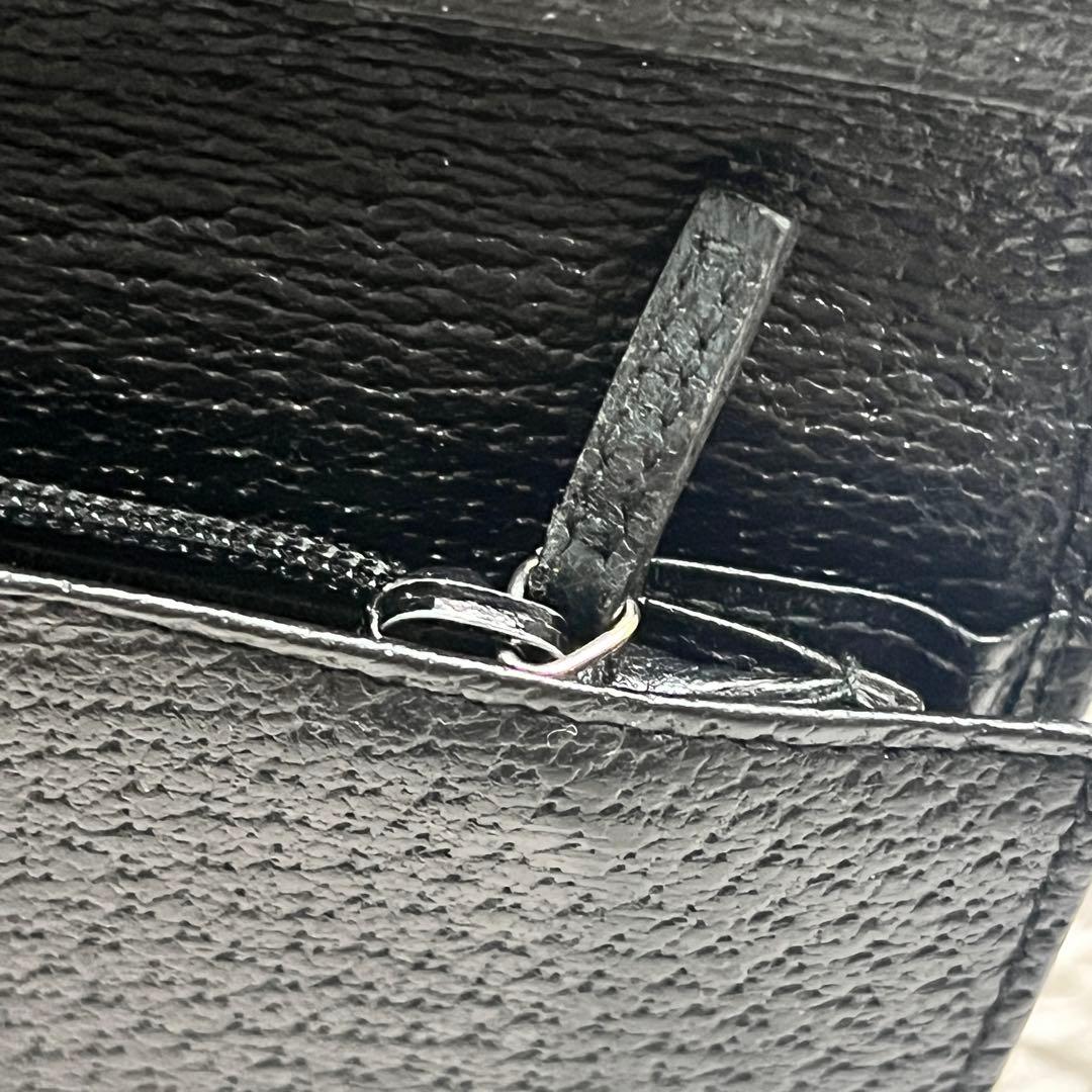 GUCCI 長財布　ロゴフラップ　シルバー金具　本革　メンズ　ブラック