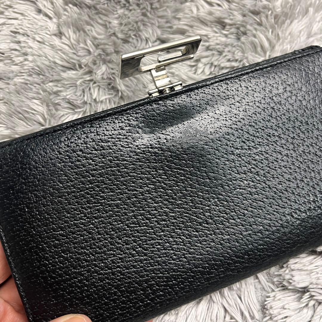GUCCI 長財布　ロゴフラップ　シルバー金具　本革　メンズ　ブラック