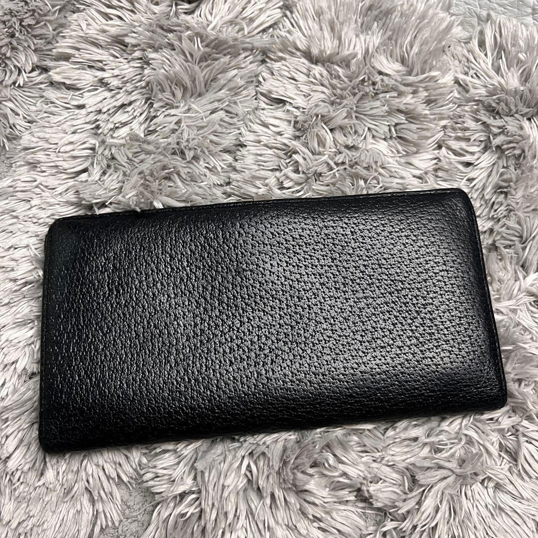 GUCCI 長財布　ロゴフラップ　シルバー金具　本革　メンズ　ブラック