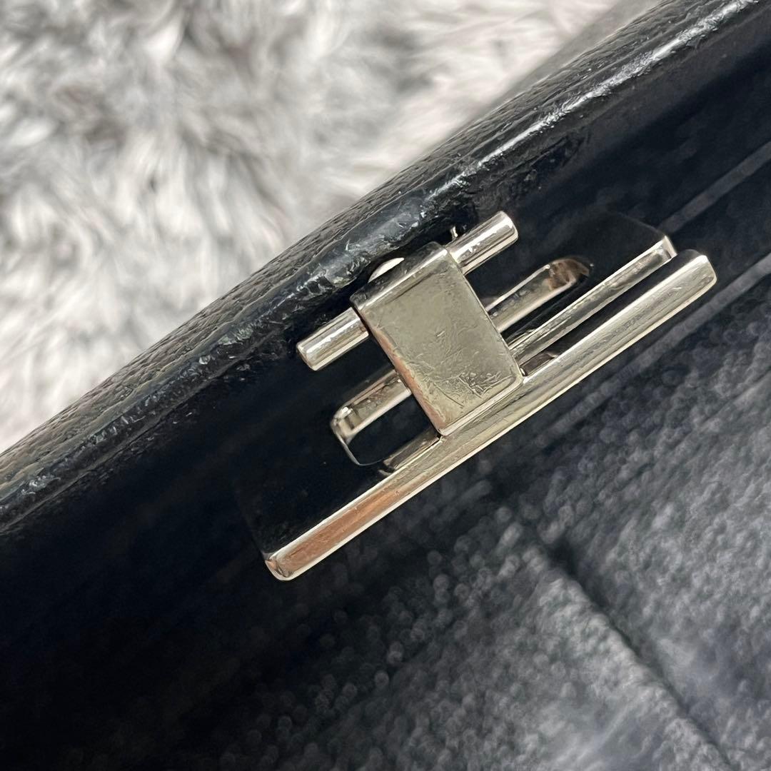 GUCCI 長財布　ロゴフラップ　シルバー金具　本革　メンズ　ブラック