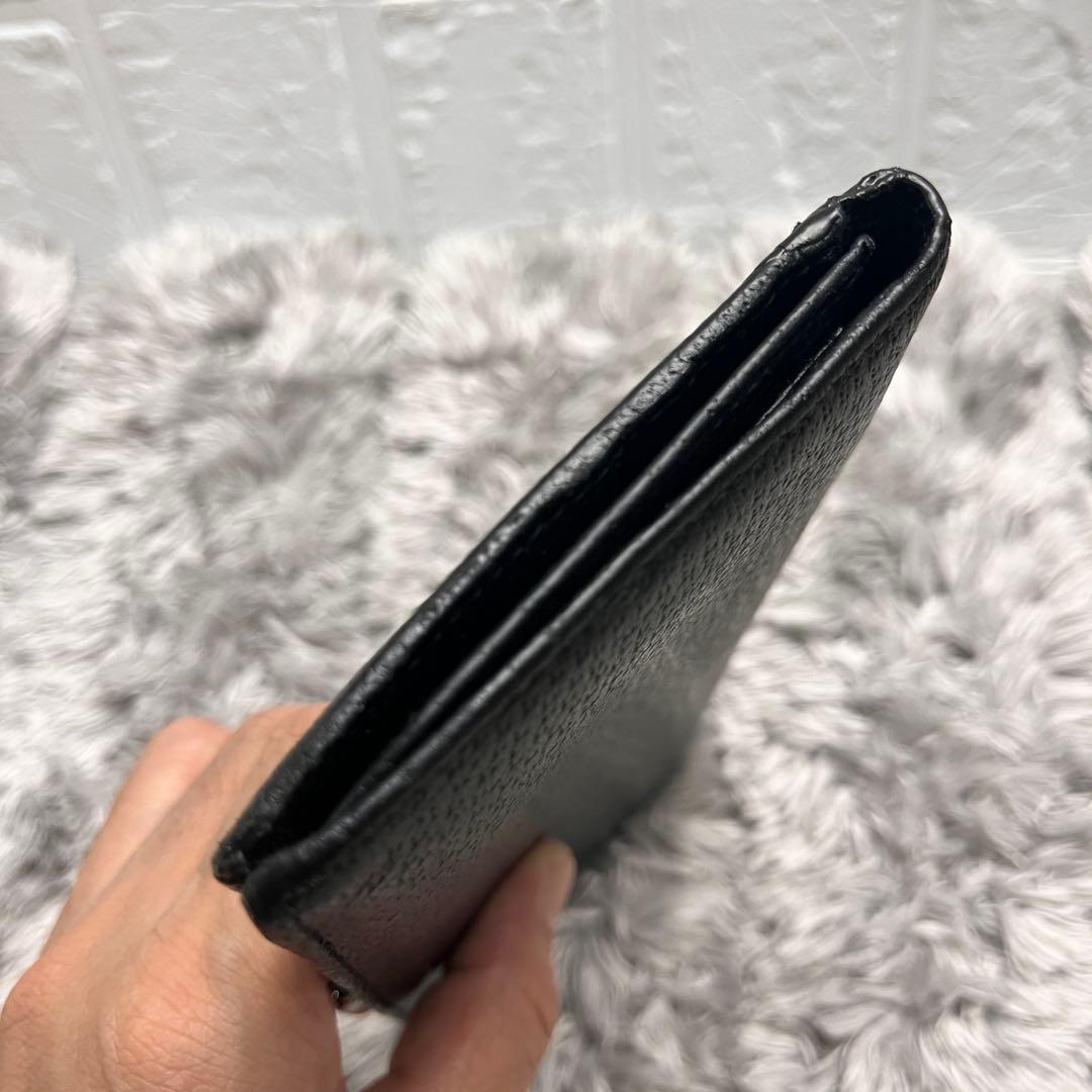 GUCCI 長財布　ロゴフラップ　シルバー金具　本革　メンズ　ブラック