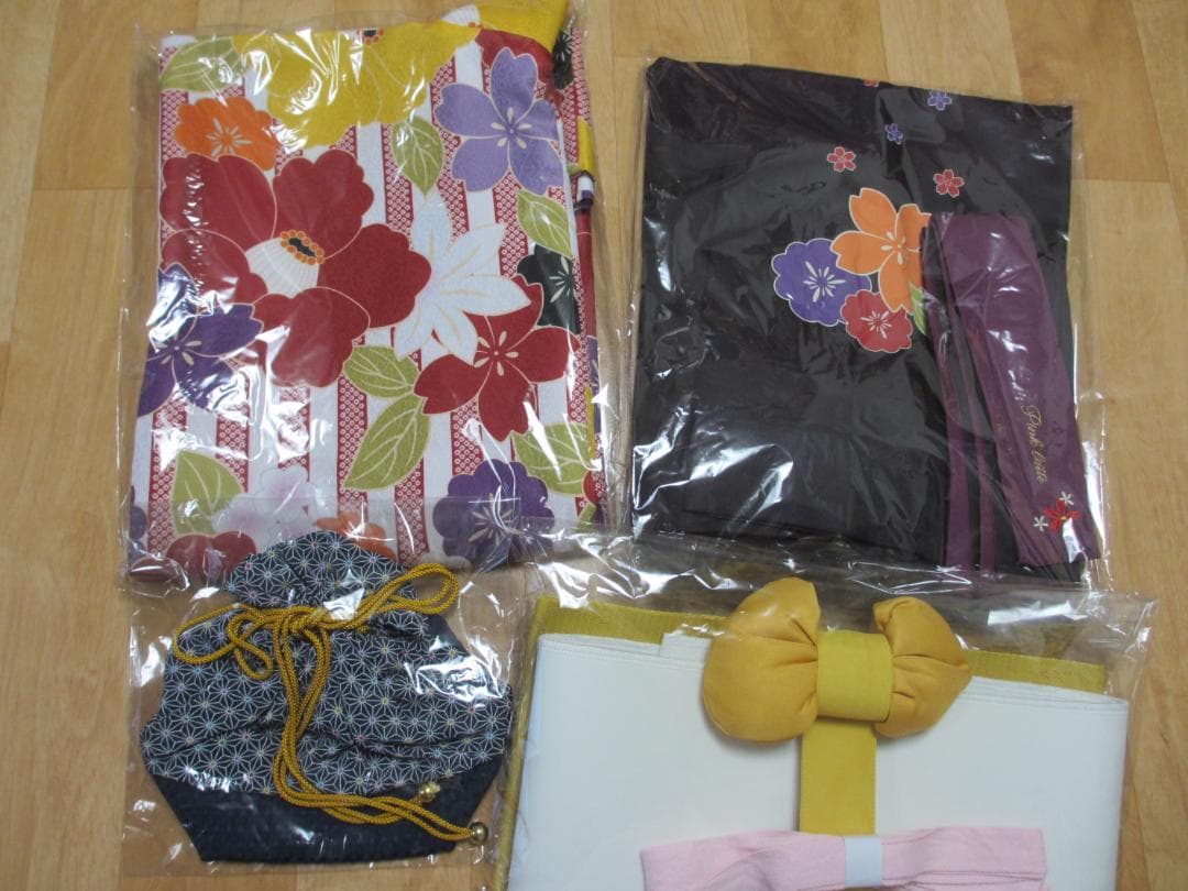 【新品】ピンクラテ★袴 4点セット 卒業式 150cm／レッド