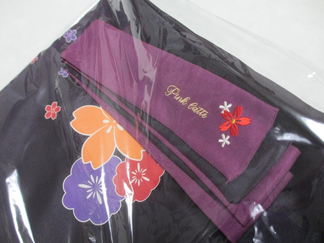 【新品】ピンクラテ★袴 4点セット 卒業式 150cm／レッド