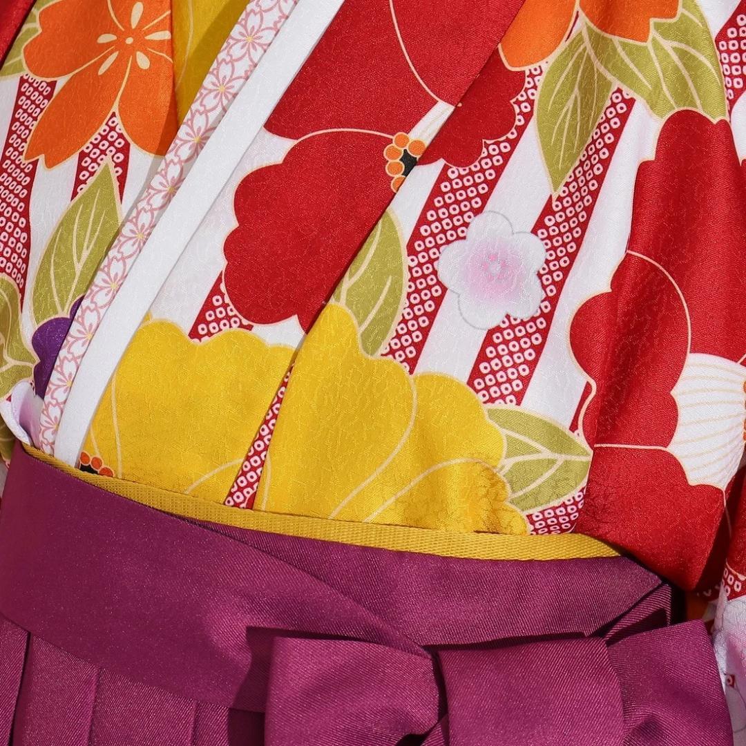 【新品】ピンクラテ★袴 4点セット 卒業式 150cm／レッド