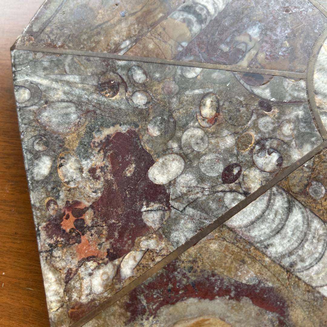 レア　アンモナイト　化石　八角形石製置物 約32.5cm