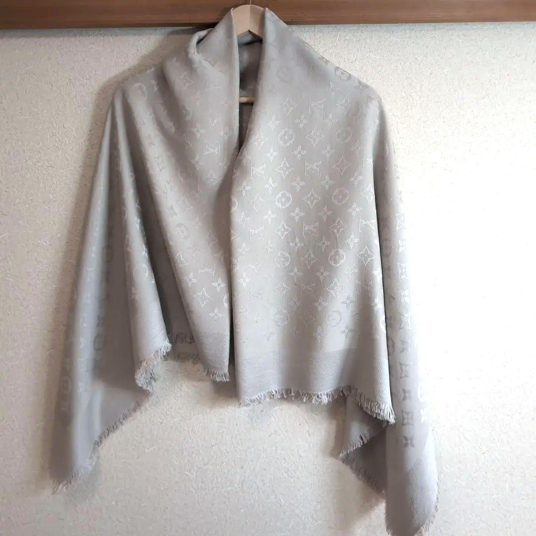 グレージュ LOUIS VUITTON モノグラム 大判ストール 伊 d118