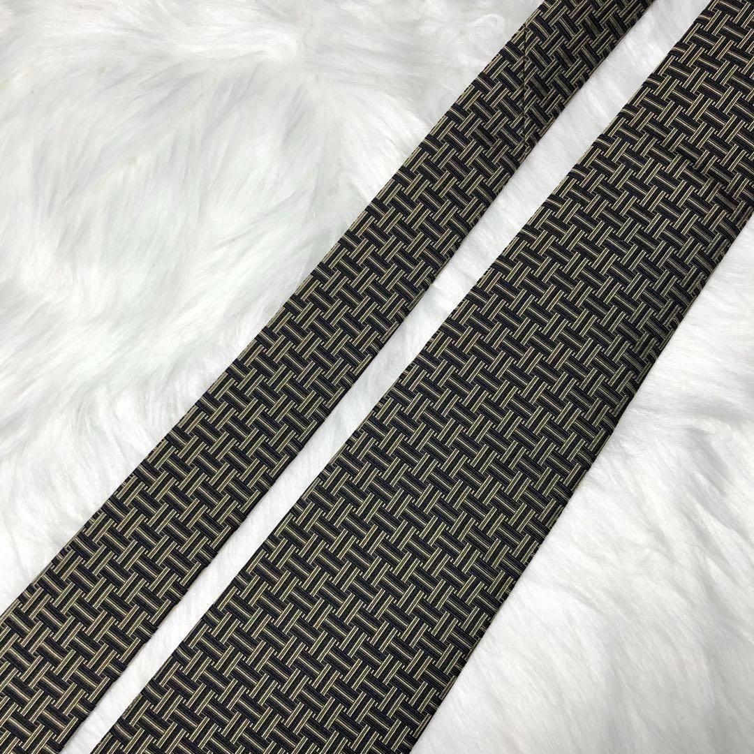 ア様用★HERMES エルメス ネクタイ H柄 H織 ブラック カーキ ファソネ