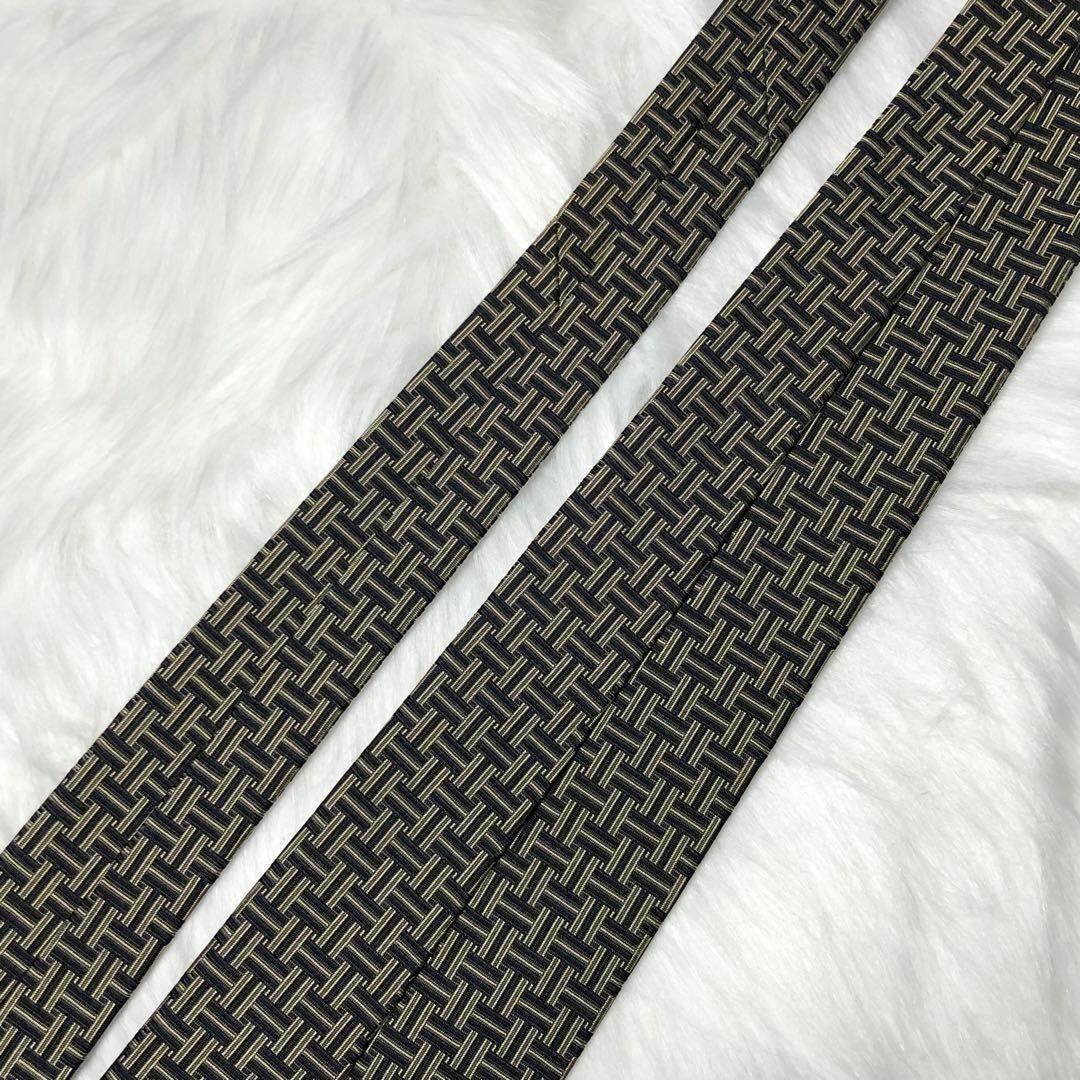 ア様用★HERMES エルメス ネクタイ H柄 H織 ブラック カーキ ファソネ