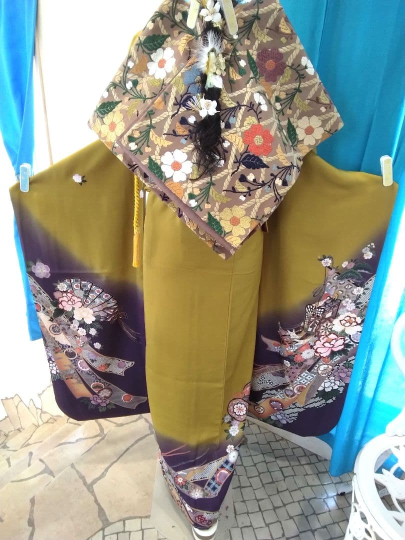 振袖フルセット、正絹成人式、新品未使用、重ね衿帯揚げ帯締め、帯、襦袢、ガード加工