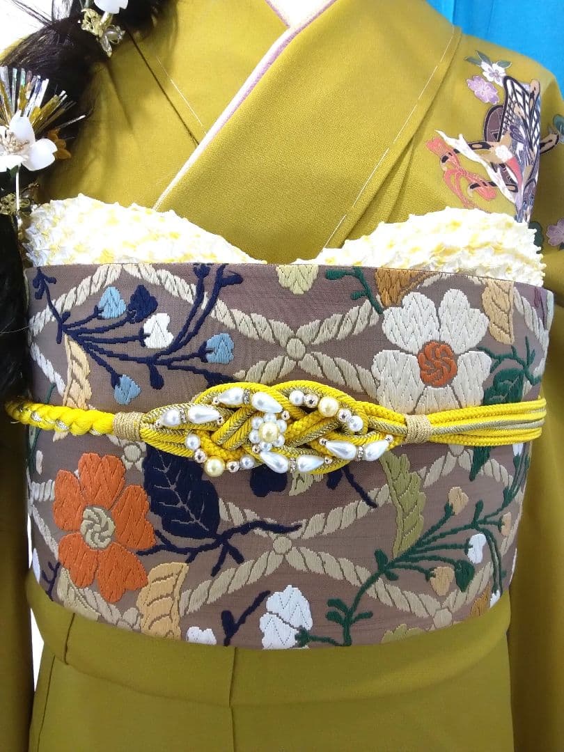 振袖フルセット、正絹成人式、新品未使用、重ね衿帯揚げ帯締め、帯、襦袢、ガード加工