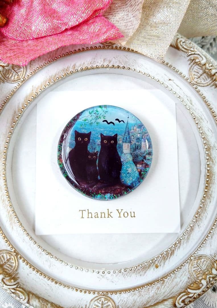 レジン　猫　ヘアゴム　ブローチ　ポニーフック　No.302