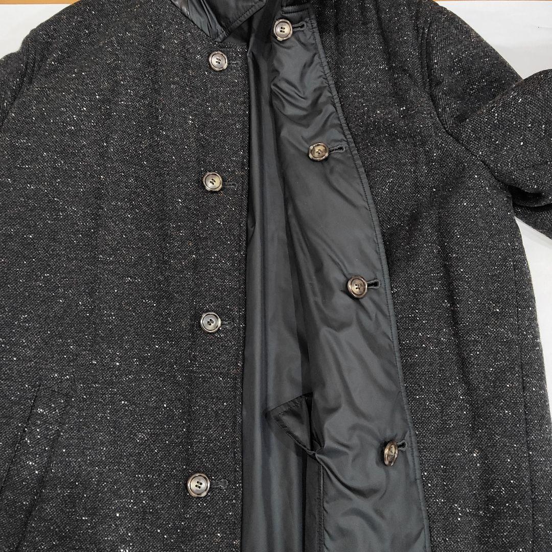 エディモネッティリバーシブルウール混紡 ステンカラーコート 黒50