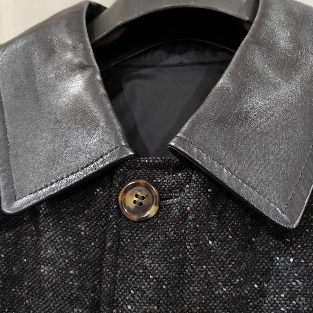 エディモネッティリバーシブルウール混紡 ステンカラーコート 黒50