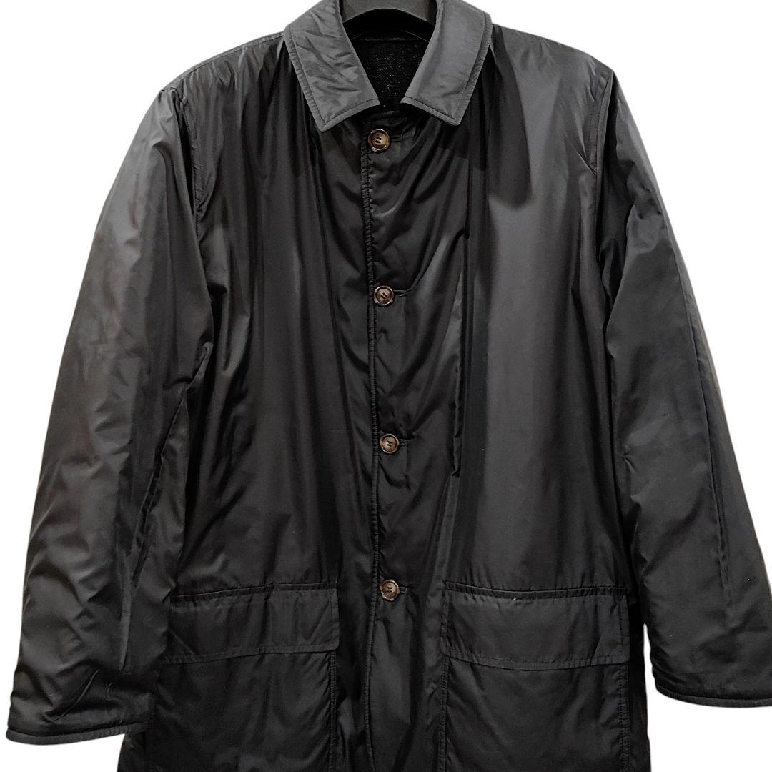 エディモネッティリバーシブルウール混紡 ステンカラーコート 黒50